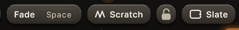The fader row with Scratch, the lock and the Slate key